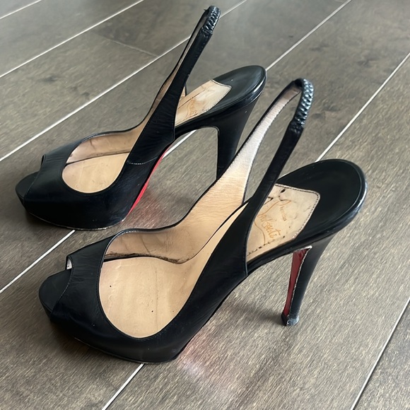 Christian Louboutin, black peep toe sling back heels size 39 - Picture 4 of 7